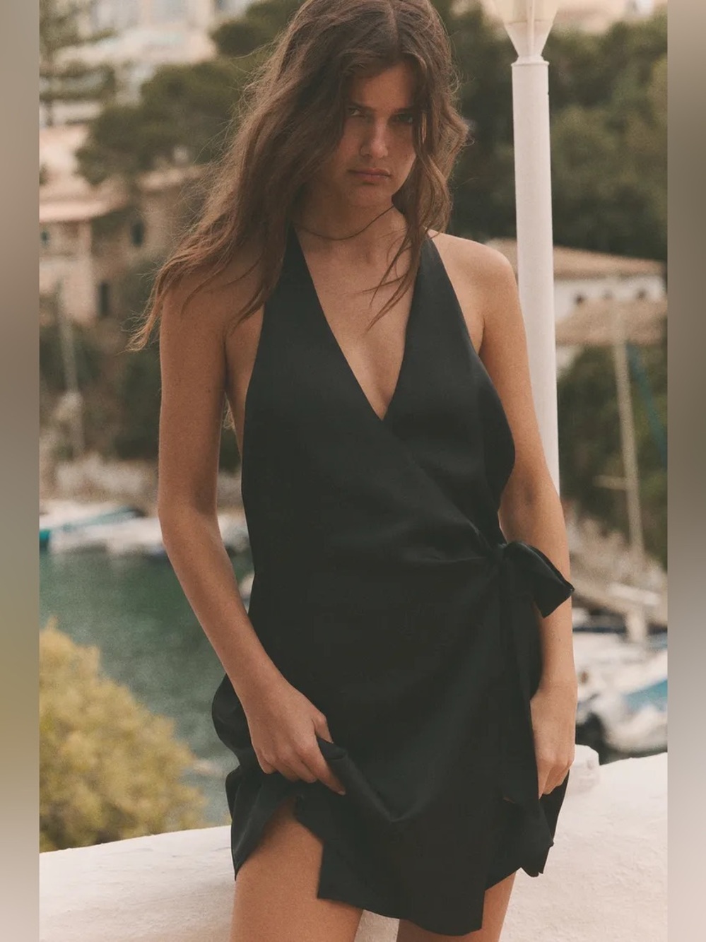 ZARA SATIN EFFECT HALTER DRESS